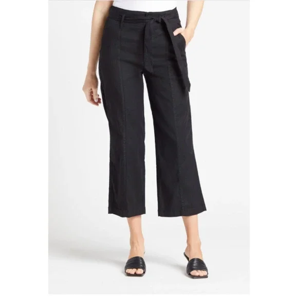 LEVEL99 NWT Bette Seamed Tie Waist Linen Straight Leg Trouser in Black // 00 - Picture 13 of 14